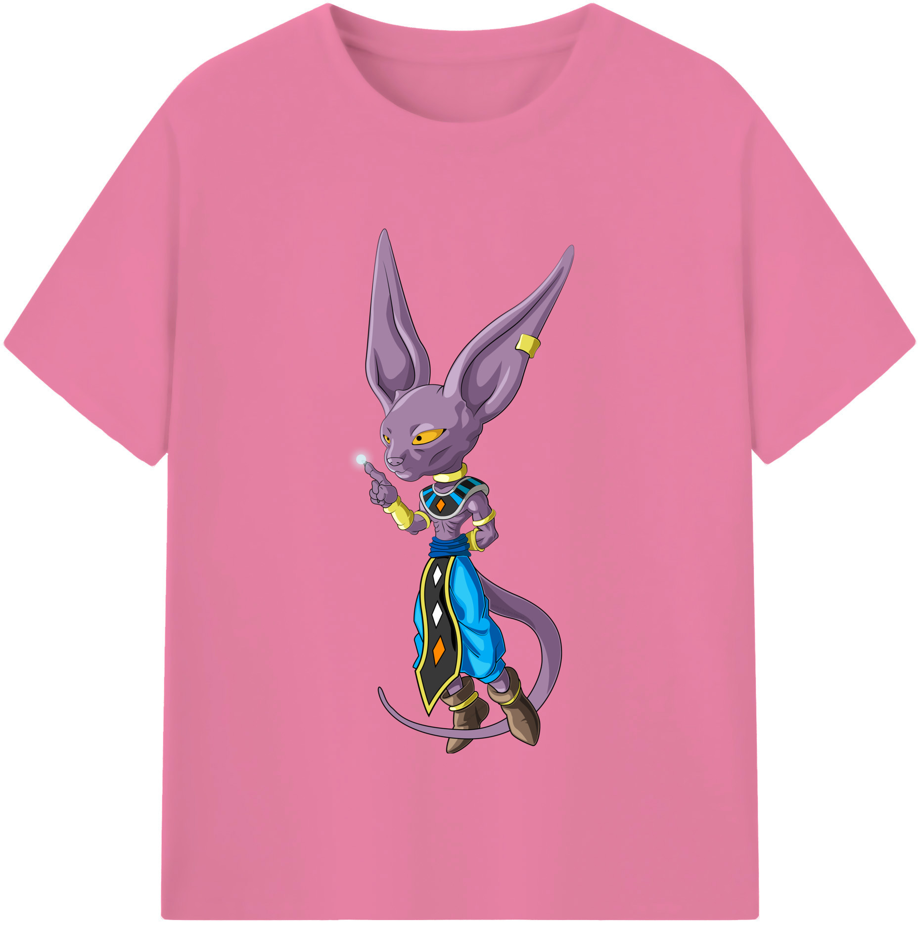 （画像用） ドラゴンボール ビルス 破壊神ビルス DRAGON BALL Beerus Birusu 綿100％半袖Tシャツ（フロントプリント）
